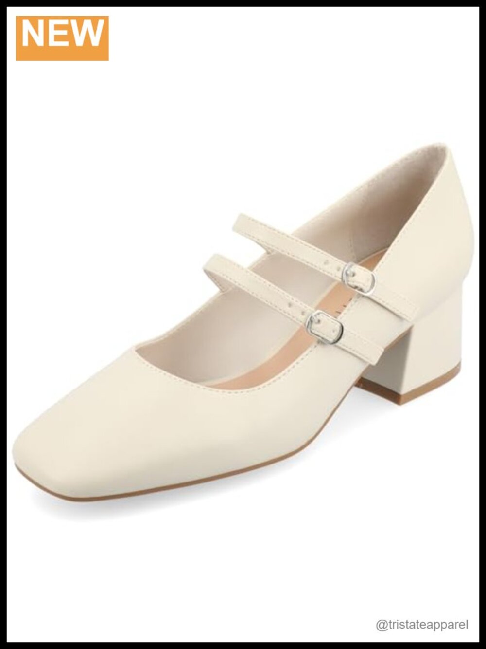 Journee Collection Nally Faux Leather Block Heel Square Toe Ankle Strap Heels